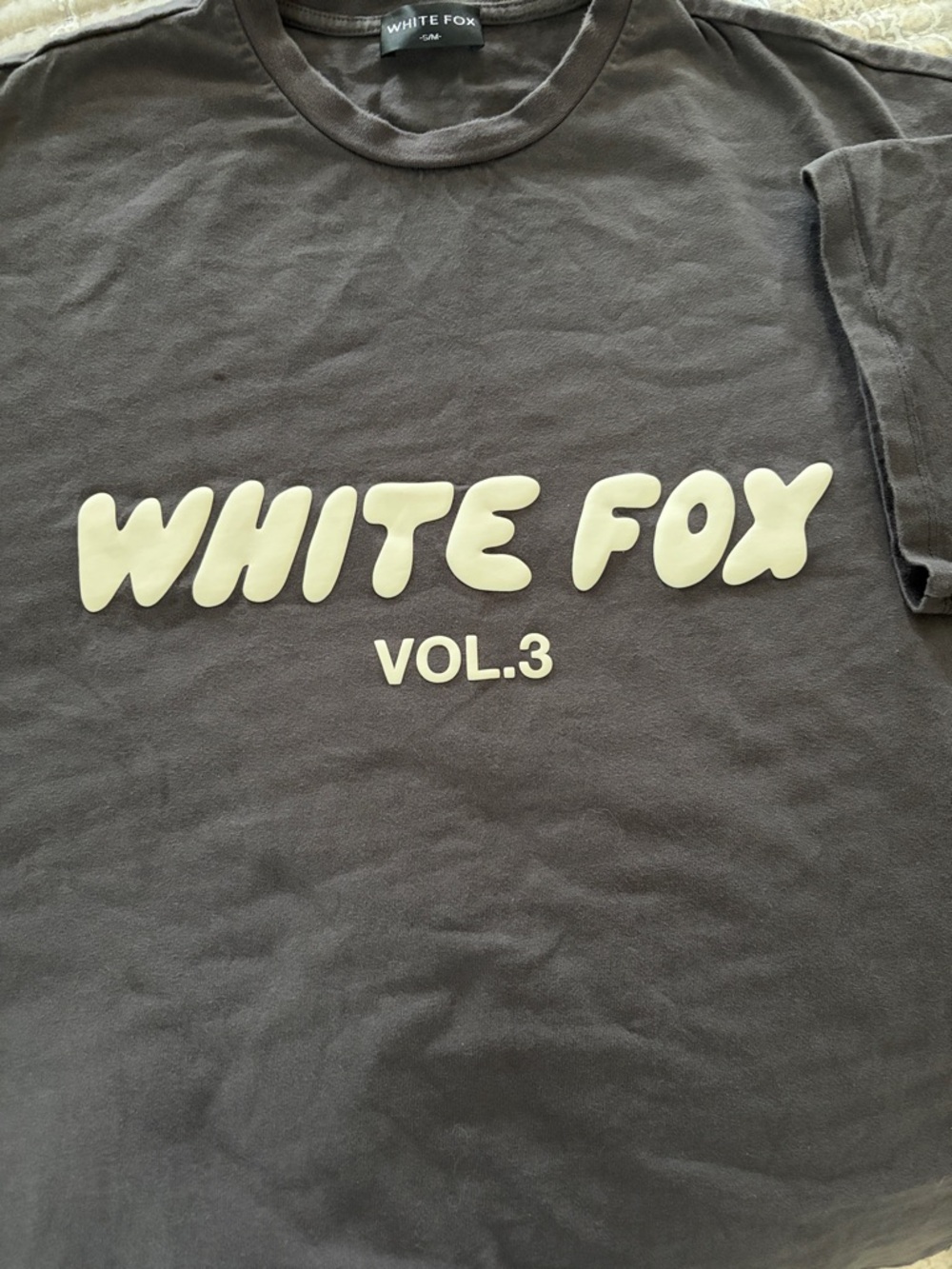 White Fox Boutique Brown Tee with Cream Label Accent